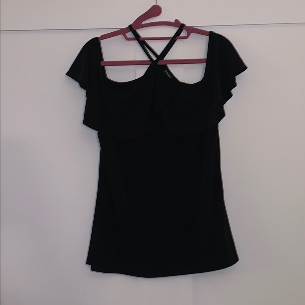 Express - Black Off-the-Shoulder Halter Top (M)